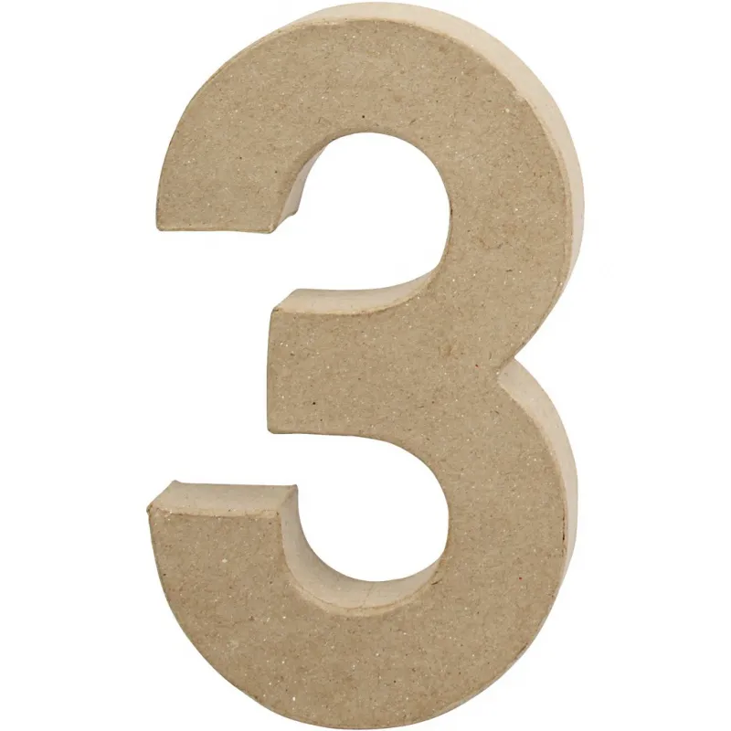 Zahl, 3, H 20,2 cm, B 11,8 cm, Dicke 2,5 cm, 1 Stk