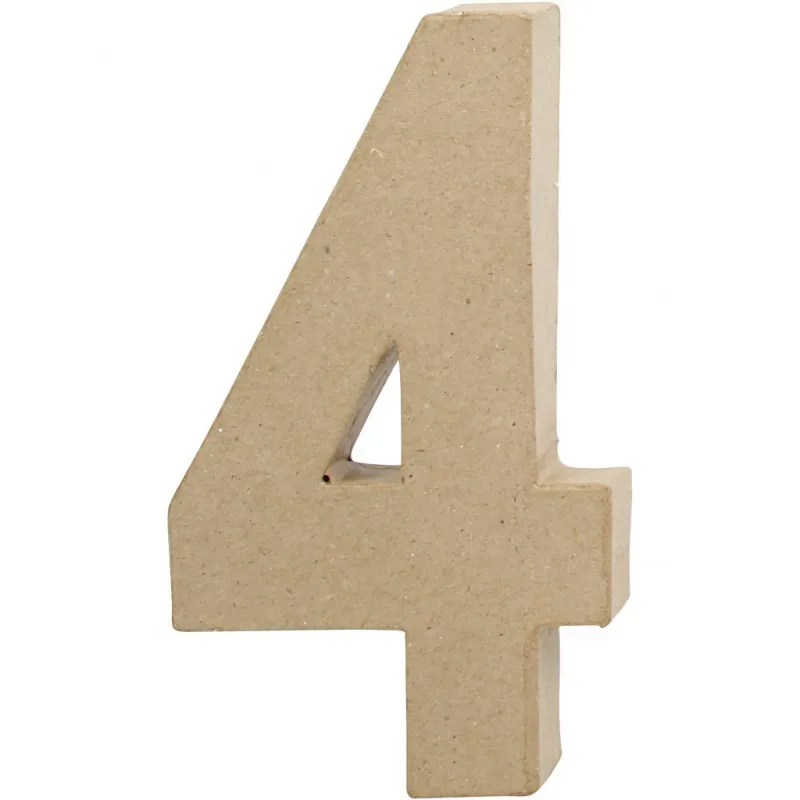 Zahl, 4, H 20,5 cm, B 12 cm, Dicke 2,5 cm, 1 Stk