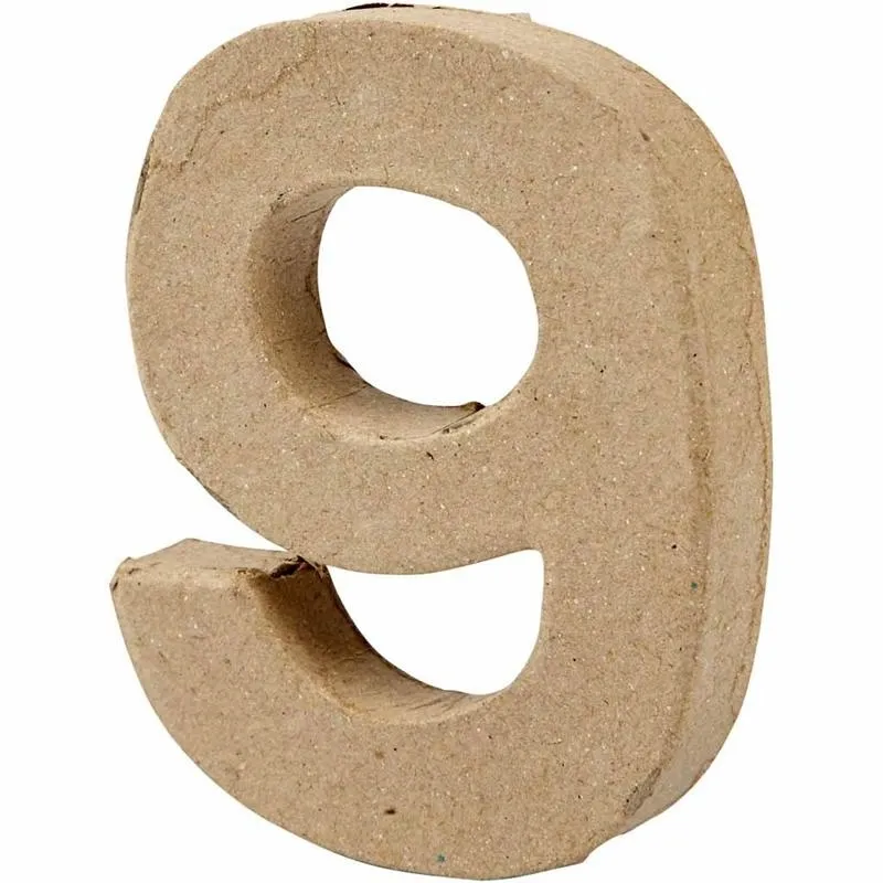 Zahl, 9, H 10 cm, B 8,5 cm, Dicke 1,7 cm, 1 Stk