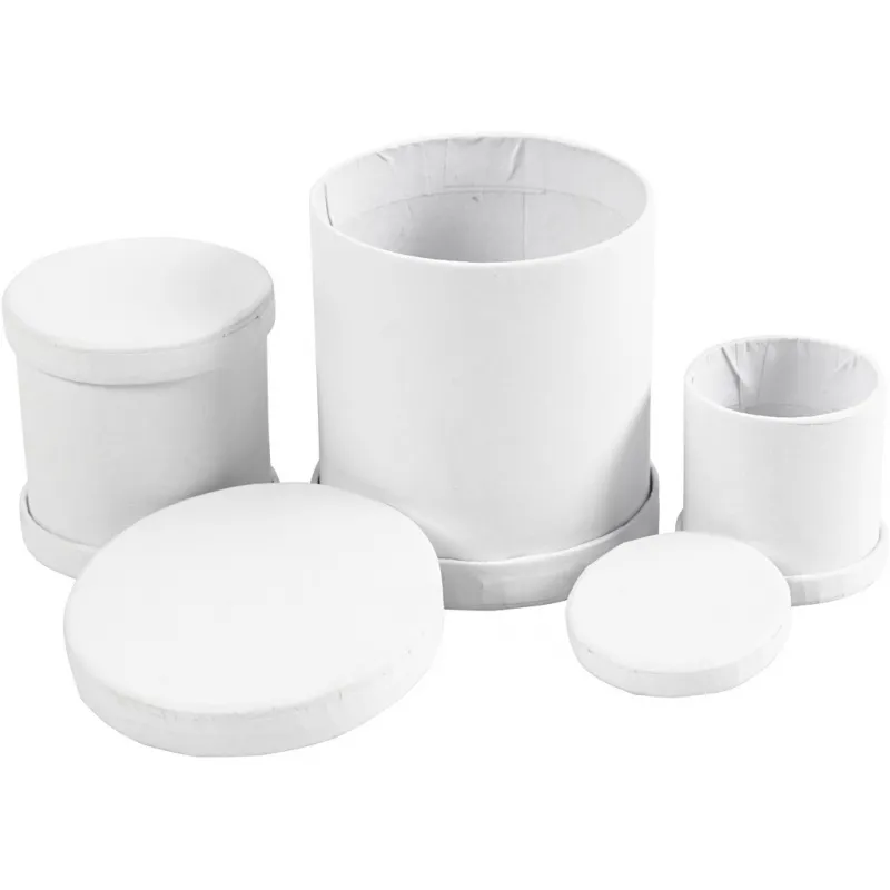 Trommel-Dosen, Größe 4x4 + 5x5 + 6,5x7 cm, Weiß, 1 Set