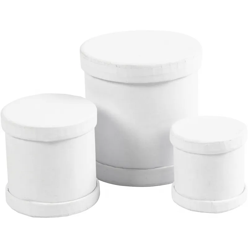 Trommel-Dosen, Größe 4x4 + 5x5 + 6,5x7 cm, Weiß, 1 Set