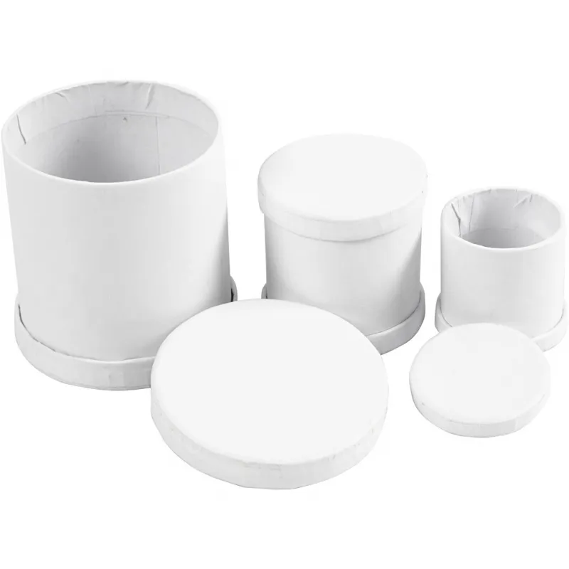 Trommel-Dosen, Größe 4x4 + 5x5 + 6,5x7 cm, Weiß, 1 Set