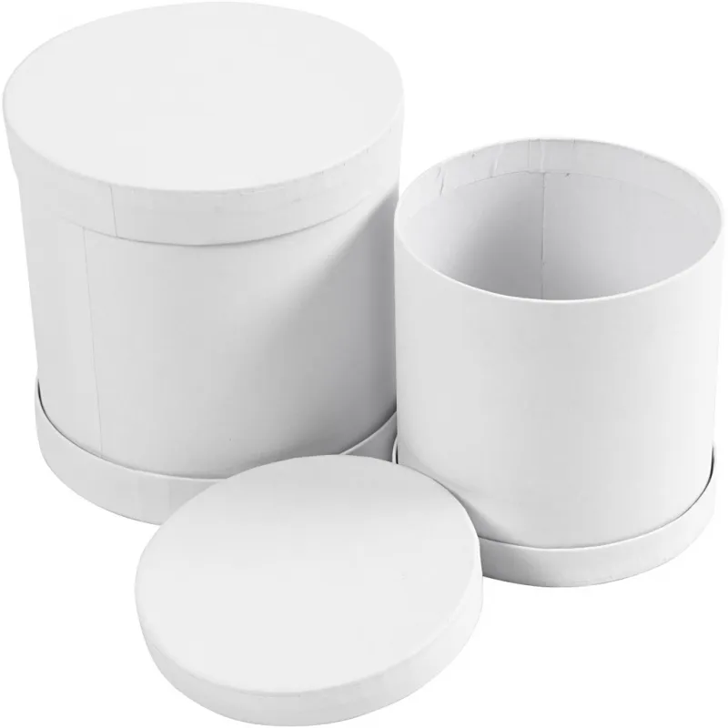 Trommel-Dosen, Größe 11x11 + 13x13 cm, Weiß, 1 Set