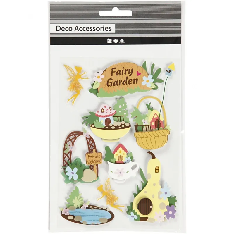 3D Sticker, Märchengarten, H 32-64 mm, B 30-55 mm, Dicke 7 mm, 9 Stk/ 1 Pck