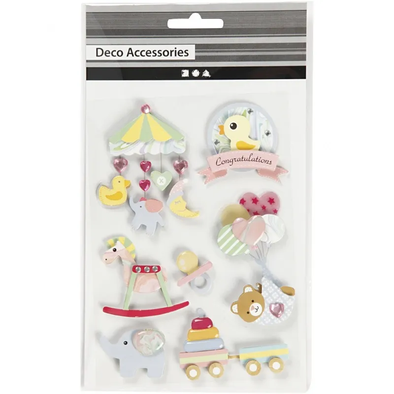 3D Sticker, Baby, H 25-70 mm, B 20-55 mm, Dicke 7 mm, 8 Stk/ 1 Pck