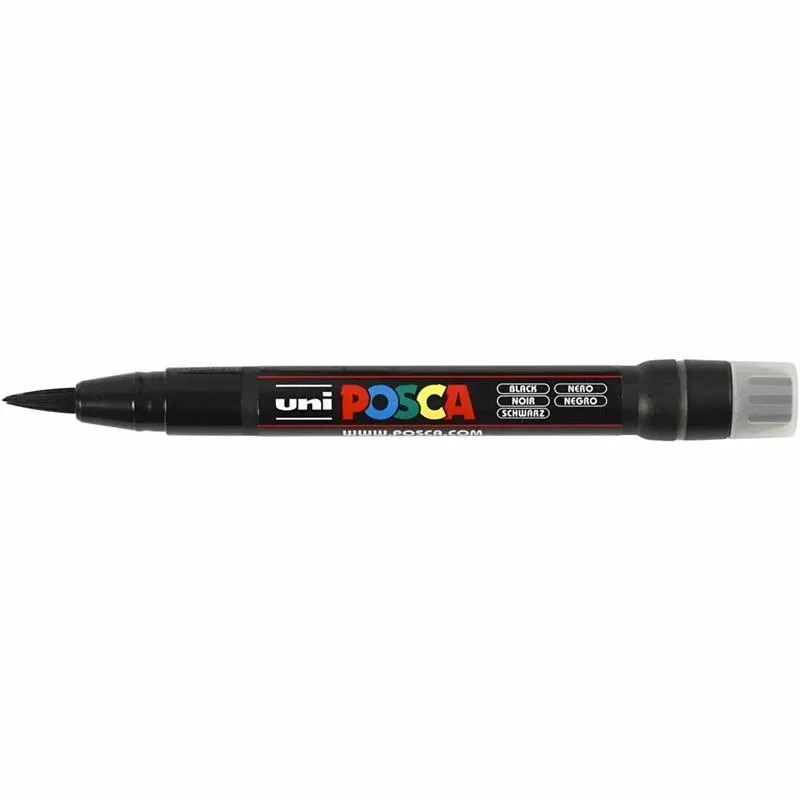 Posca Marker , Nr. PCF350, Strichstärke 1-10 mm, Pinsel, Schwarz, 1 Stk