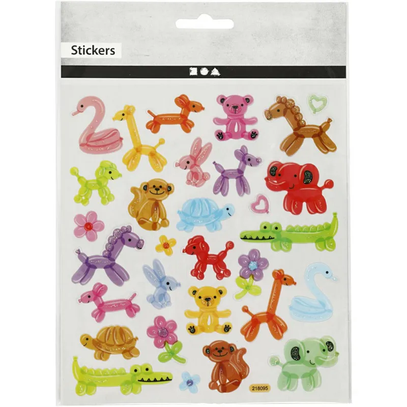 Sticker, Luftballon-Tiere, Blatt 15x16,5 cm, 1 Bl.