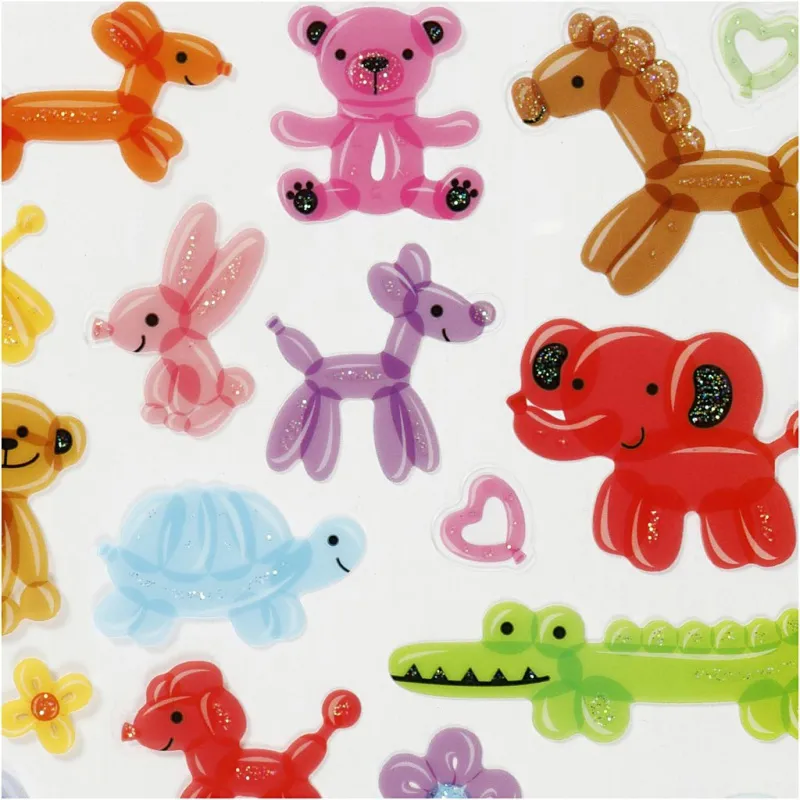 Sticker, Luftballon-Tiere, Blatt 15x16,5 cm, 1 Bl.