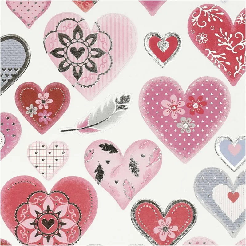 Sticker, Herzen, Blatt 15x16,5 cm, 1 Bl.