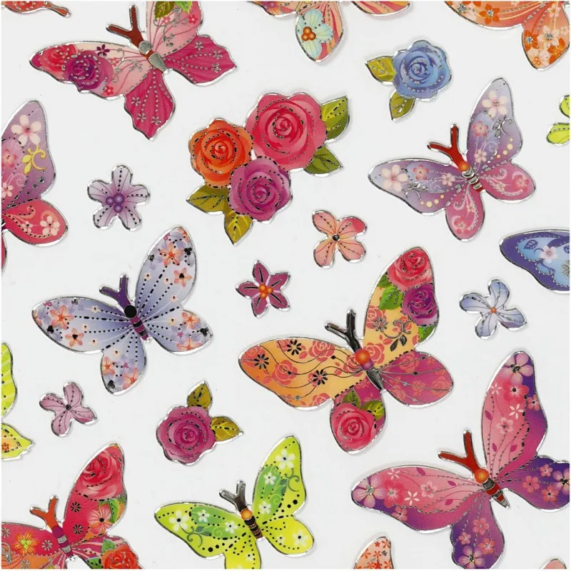 Sticker, Schmetterlinge, Blatt 15x16,5 cm, 1 Bl.