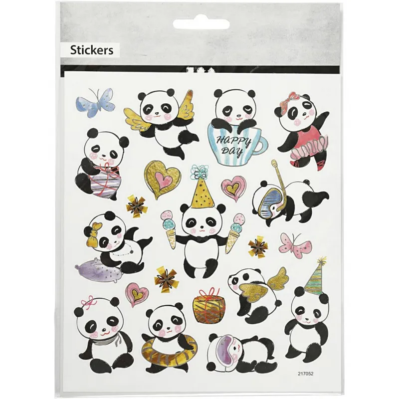 Sticker, Pandas, Blatt 15x16,5 cm, 1 Bl.