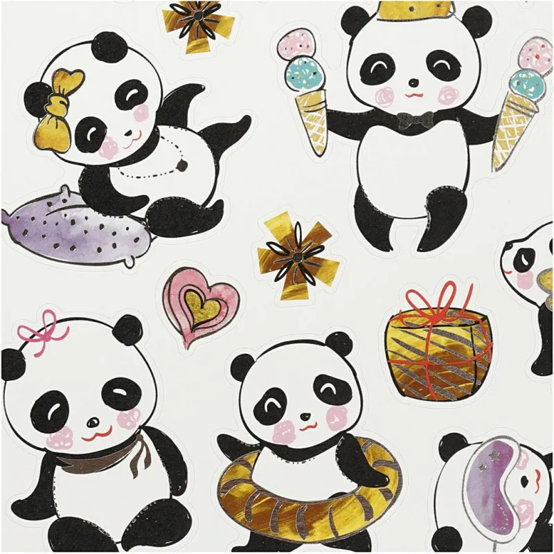 Sticker, Pandas, Blatt 15x16,5 cm, 1 Bl.