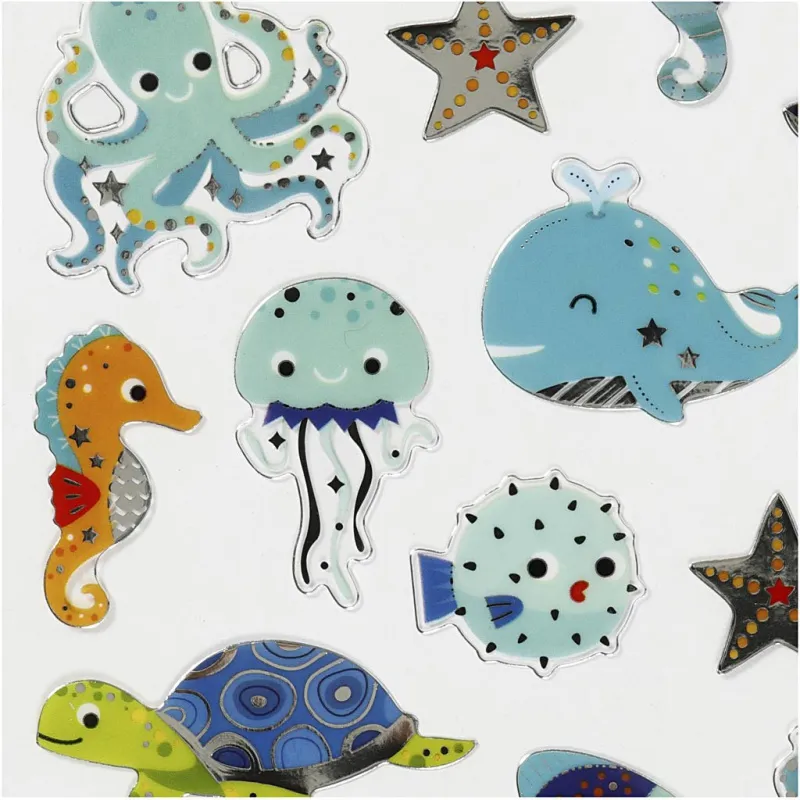 Sticker, Meerestiere, Blatt 15x16,5 cm, 1 Bl.