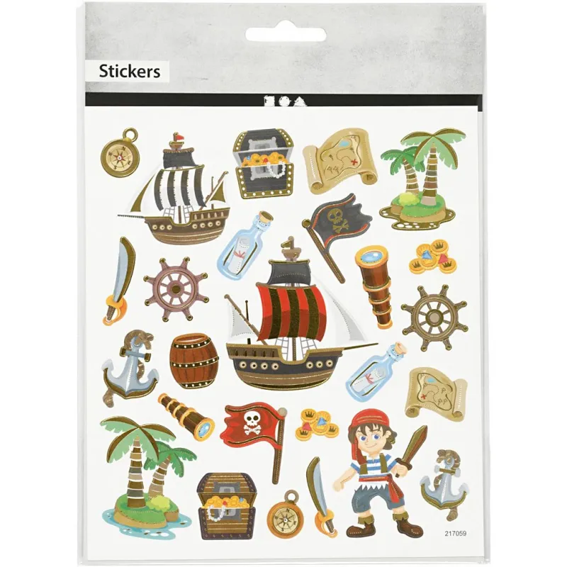 Sticker, Piraten, Blatt 15x16,5 cm, 1 Bl.