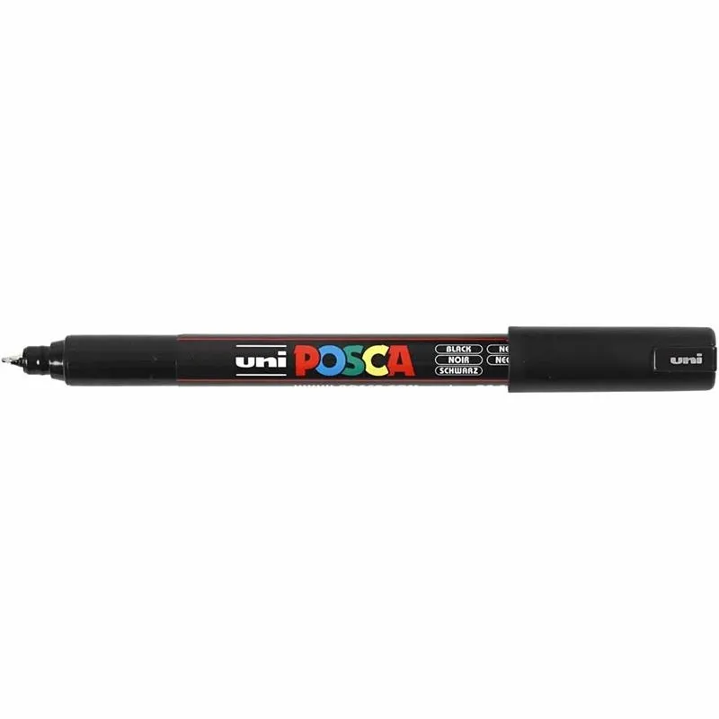 Posca Marker , Nr. PC-1MR, Strichstärke 0,7 mm, extrafein, Schwarz, 1 Stk