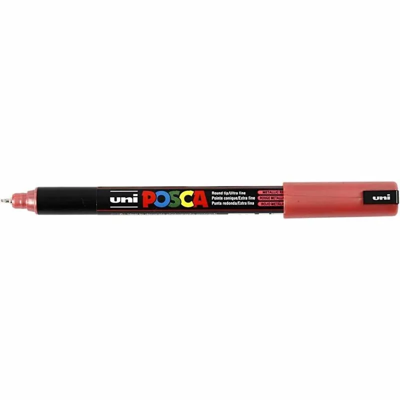Posca Marker , Nr. PC-1MR, Strichstärke 0,7 mm, extrafein, Metallic-Rot, 1 Stk