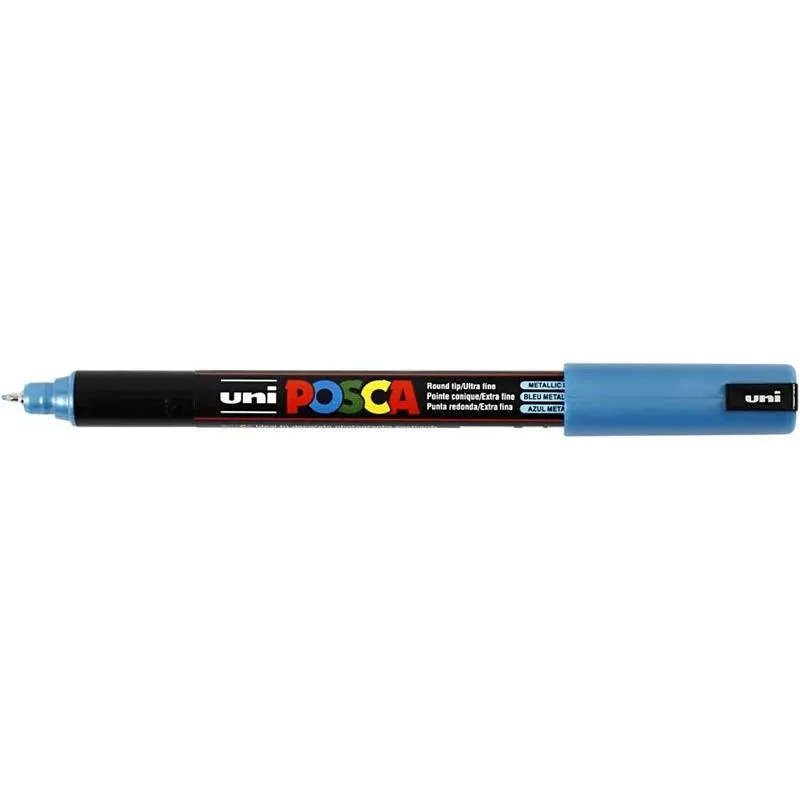 Posca Marker , Nr. PC-1MR, Strichstärke 0,7 mm, extrafein, Metallic-Blau, 1 Stk