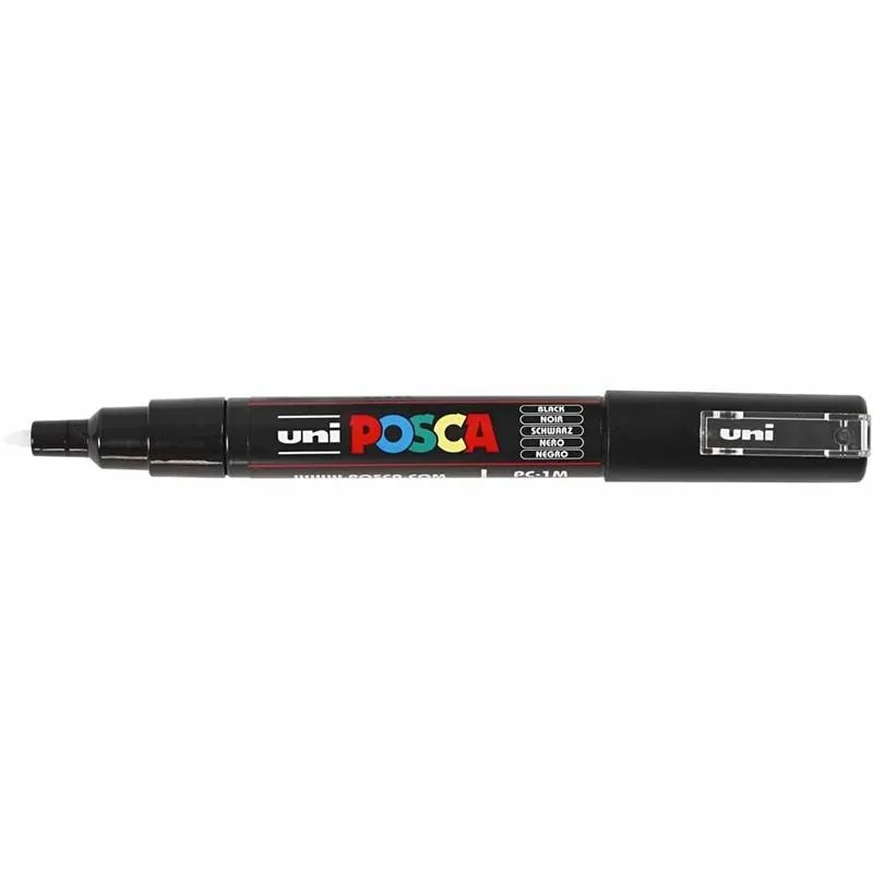 Posca Marker , Nr. PC-1M, Strichstärke 0,7 mm, extrafein, Schwarz, 1 Stk