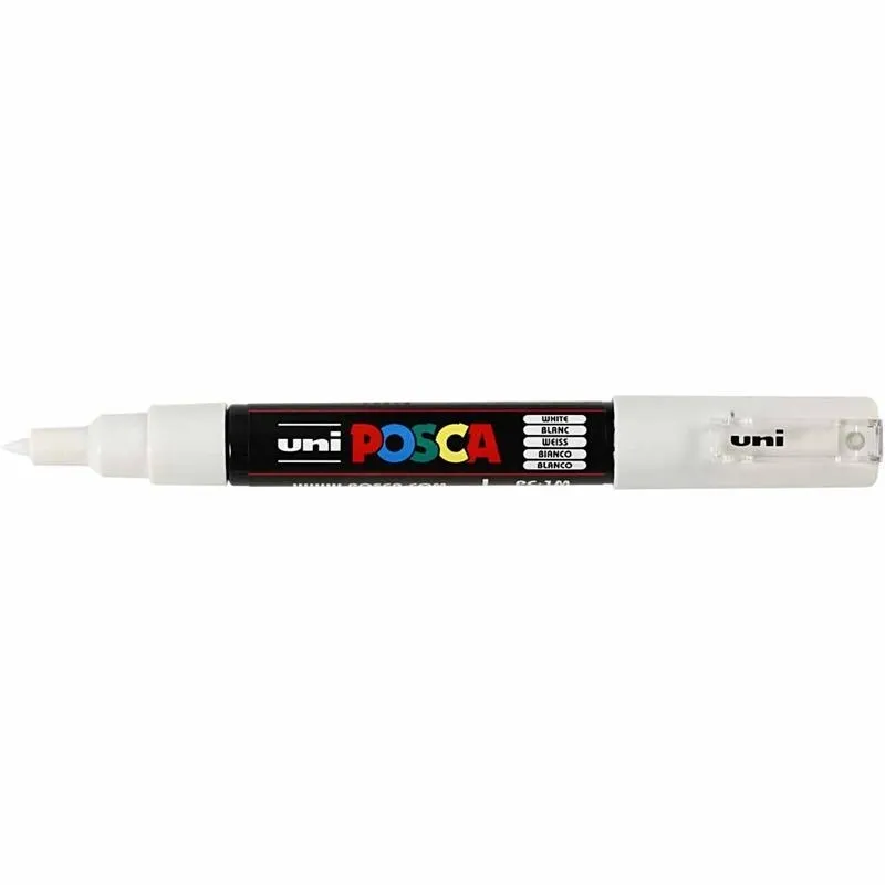 Posca Marker , Nr. PC-1M, Strichstärke 0,7 mm, extrafein, Weiß, 1 Stk