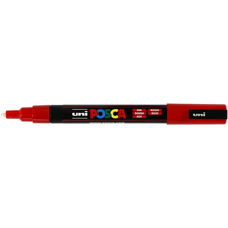 Posca Marker , Nr. PC-3M, Strichstärke 0,9-1,3 mm, fein, Rot, 1 Stk