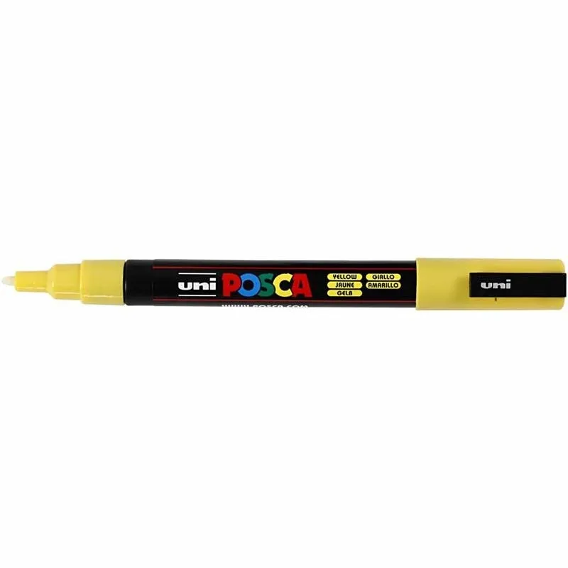 Posca Marker , Nr. PC-3M, Strichstärke 0,9-1,3 mm, fein, Gelb, 1 Stk
