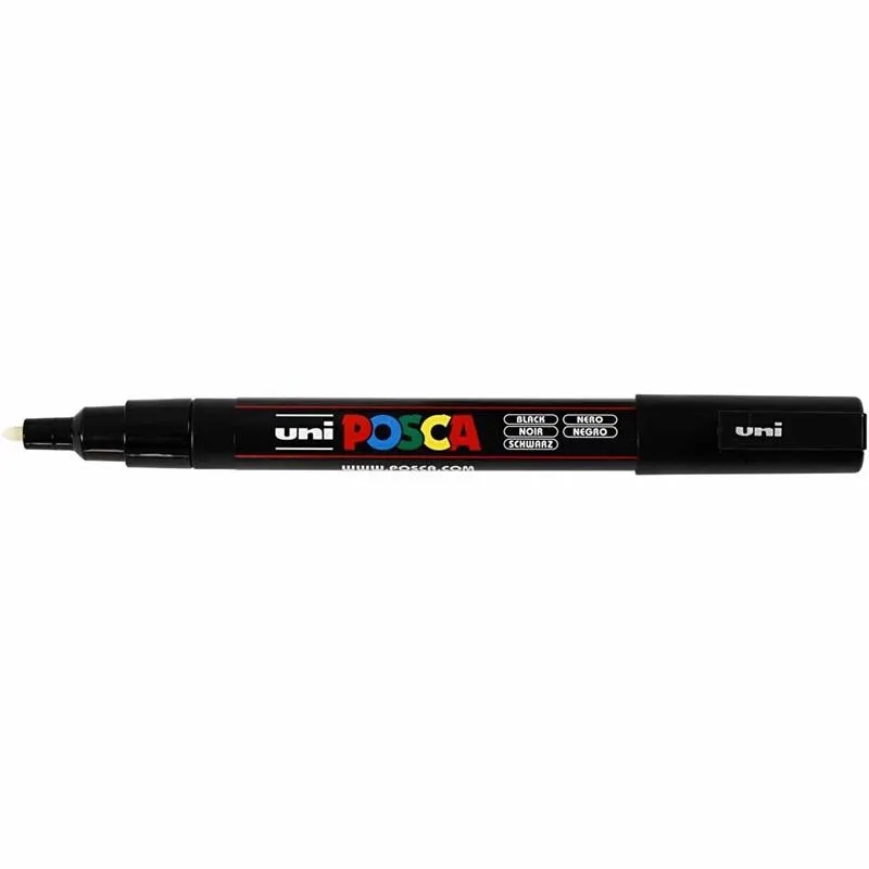 Posca Marker , Nr. PC-3M, Strichstärke 0,9-1,3 mm, fein, Schwarz, 1 Stk