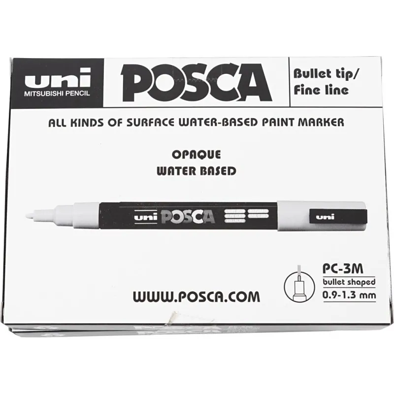 Posca Marker , Nr. PC-3M, Strichstärke 0,9-1,3 mm, fein, Sortierte Farben, 12 Stk/ 1 Pck