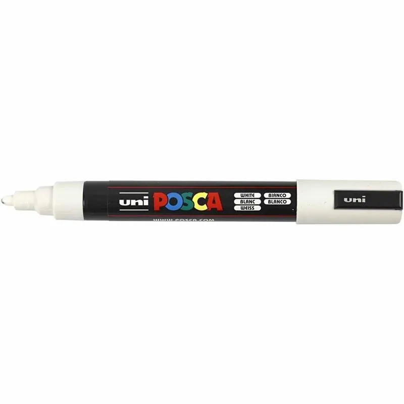 Posca Marker , Nr. PC-5M, Strichstärke 2,5 mm, Medium, Weiß, 1 Stk