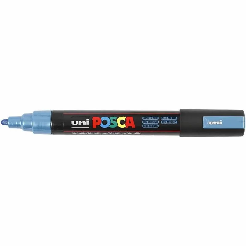 Posca Marker , Nr. PC-5M, Strichstärke 2,5 mm, Medium, Metallic-Blau, 1 Stk