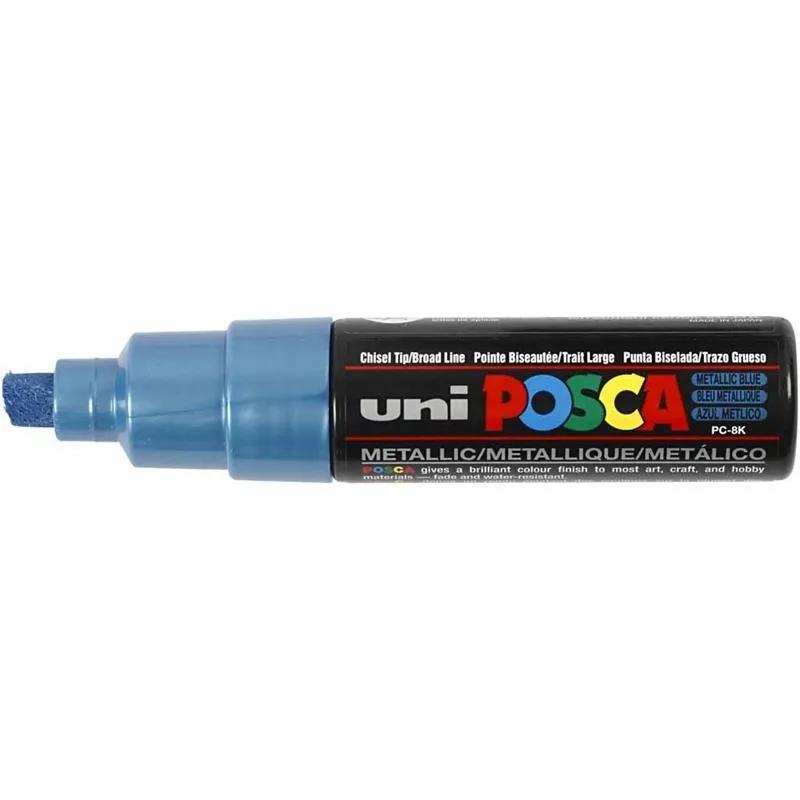 Posca Marker , Nr. PC-8K, Strichstärke 8 mm, breit, Metallic-Blau, 1 Stk