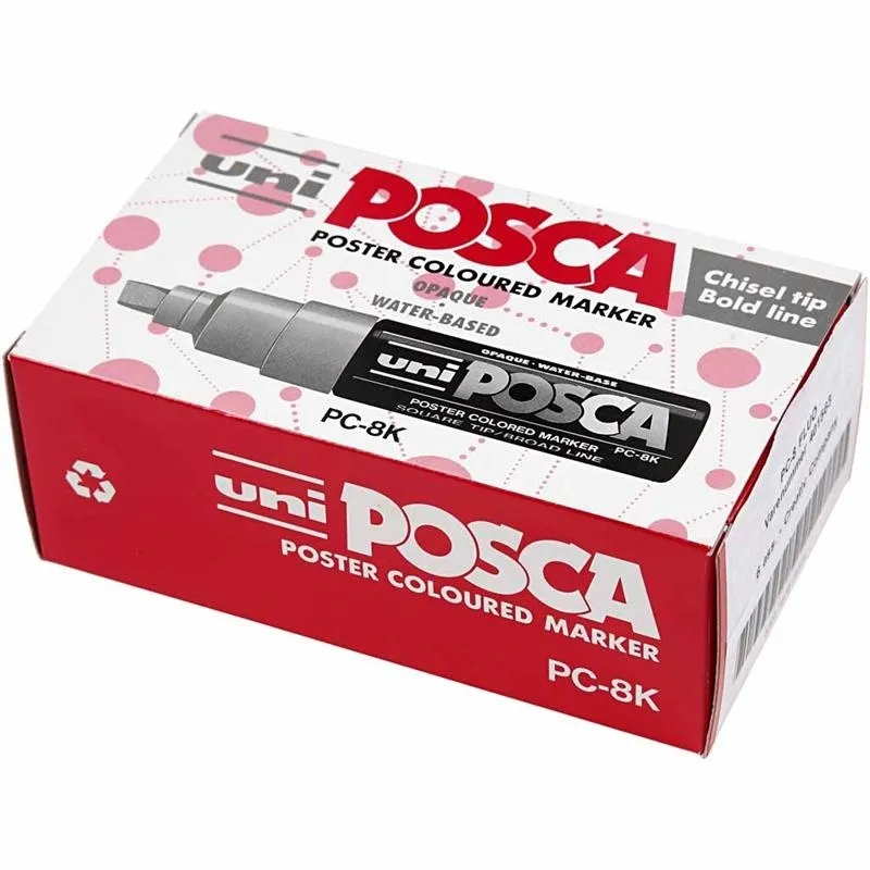 Posca Marker , Nr. PC-8K, Strichstärke 8 mm, breit, Halbdeckend, Sortierte Farben, 6 Stk/ 1 Pck