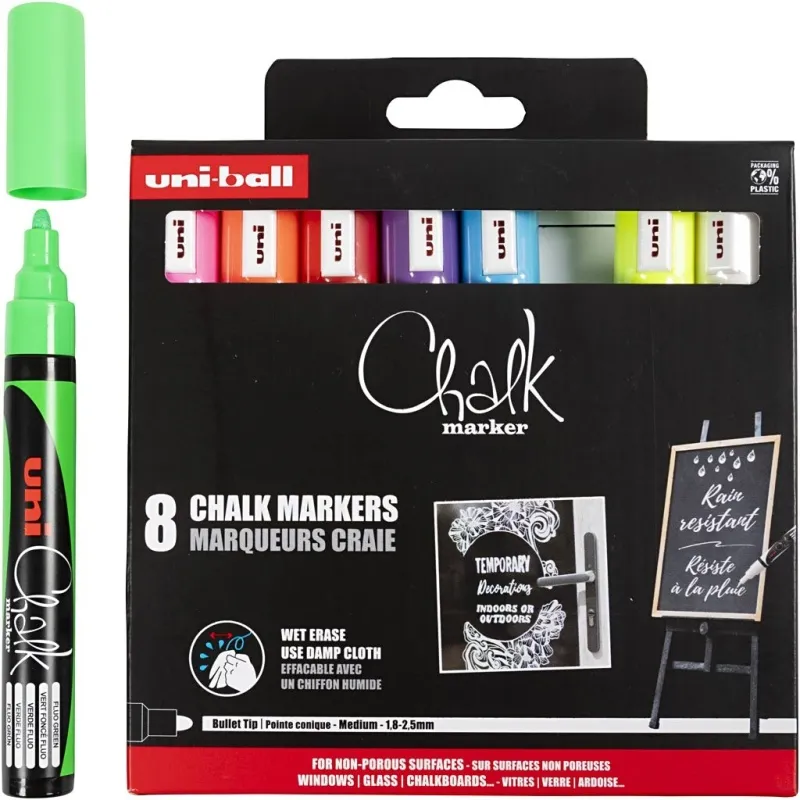 Kreide-Marker, Strichstärke 1,8-2,5 mm, 8 Stk/ 1 Pck
