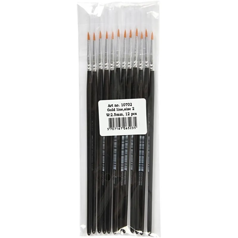 Gold Line Pinsel, Nr. 2, L 17 cm, B 2 mm, rund, 12 Stk/ 1 Pck