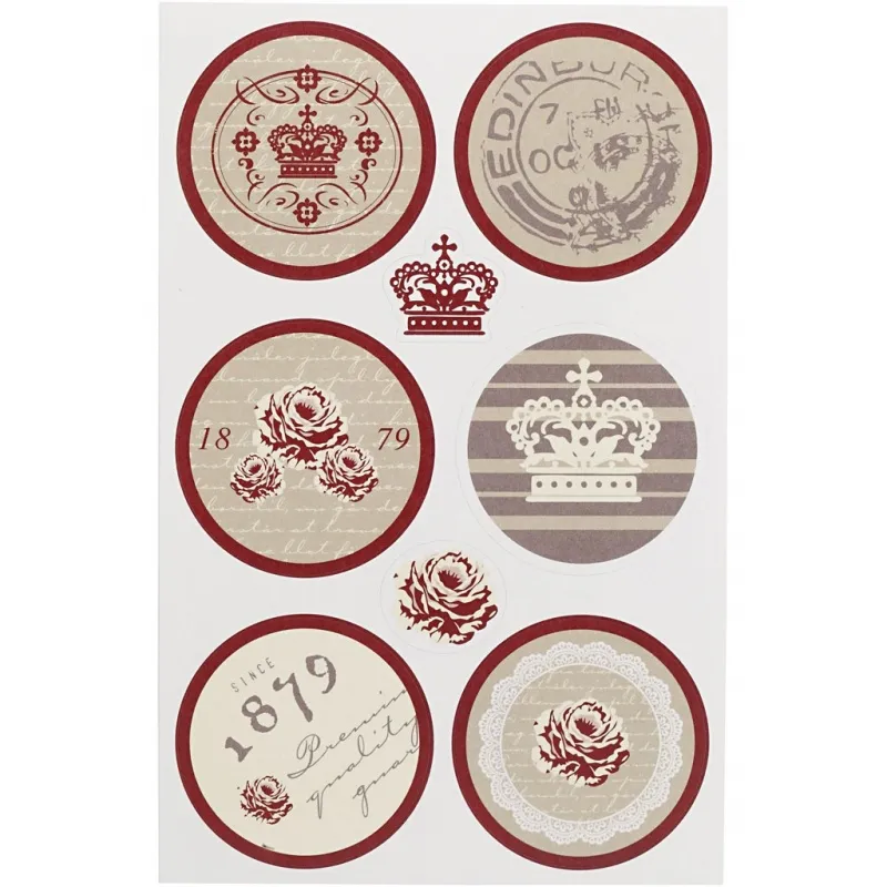 Stickers, D 20 + 40 mm, Blatt 9x14 cm, 4 Bl. sort./ 1 Pck