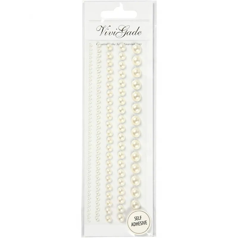 Halbperlen, Größe 2-8 mm, Weiß, 140 Stk/ 1 Pck