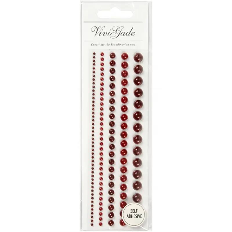 Halbperlen, Größe 2-8 mm, Rot, 140 Stk/ 1 Pck