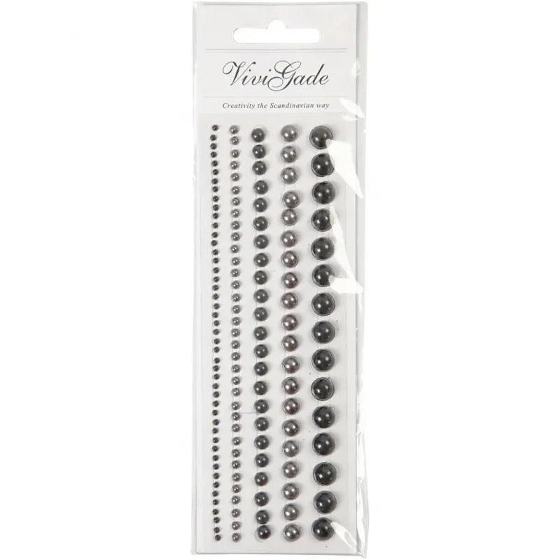 Halbperlen, Größe 2-8 mm, Schwarz, Anthrazitgrau, 140 Stk/ 1 Pck