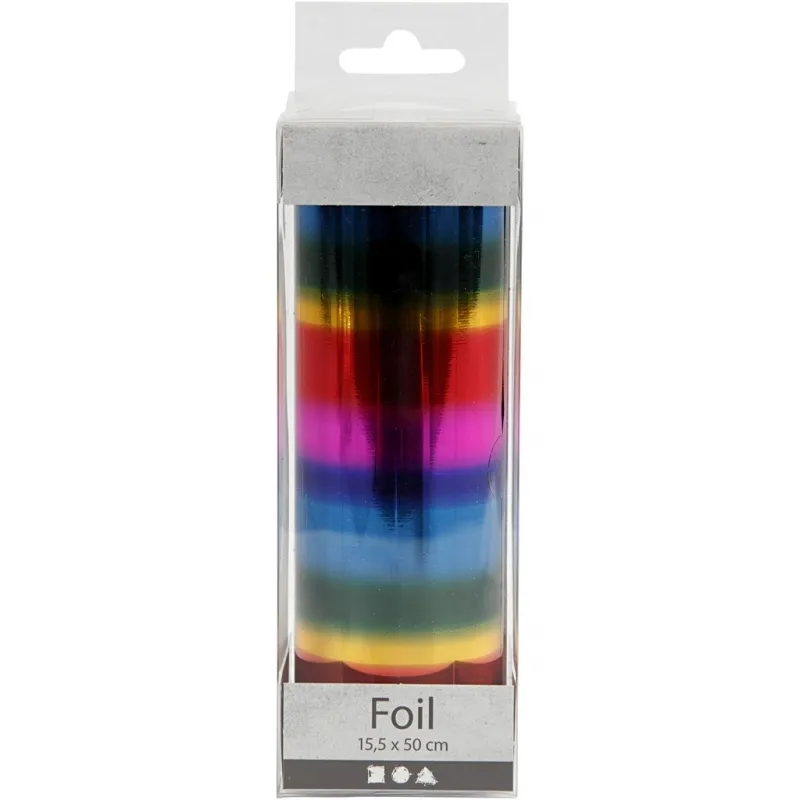 Dekofolie, B 15,5 cm, Dicke 0,02 mm, Regenbogenfarben, 50 cm/ 1 Rolle