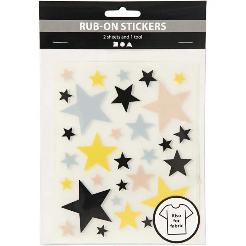Rub-on Stickers, Sterne, Blatt 12,2x15,3 cm, 1 Pck