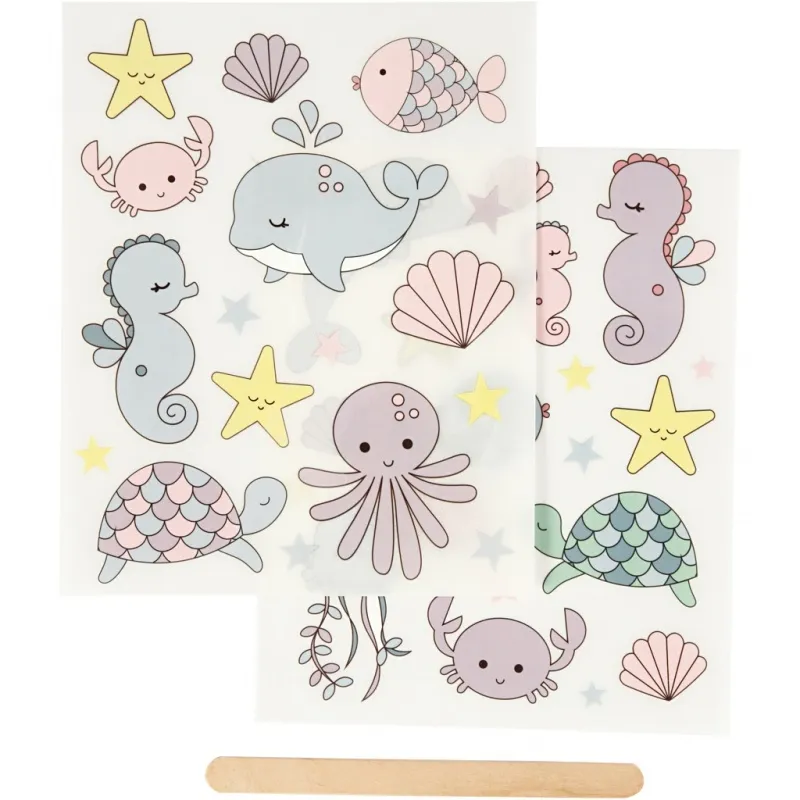 Rub-on Stickers, Meer, Blatt 12,2x15,3 cm, 1 Pck