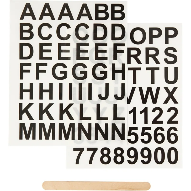 Rub-on Stickers, Buchstaben & Zahlen, H 17 mm, B 17 mm, Blatt 12,2x15,3 cm, Schwarz, 1 Pck