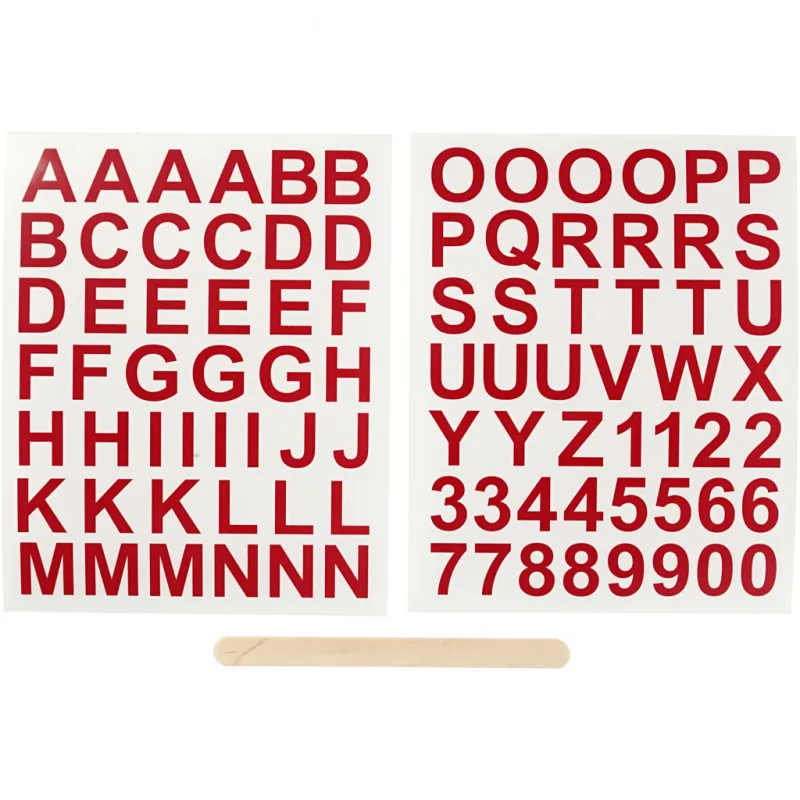 Rub-on Stickers, Buchstaben & Zahlen, H 17 mm, B 17 mm, Blatt 12,2x15,3 cm, Rot, 1 Pck