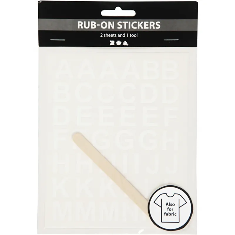 Rub-on Stickers, Buchstaben & Zahlen, H 17 mm, B 17 mm, Blatt 12,2x15,3 cm, Weiß, 1 Pck