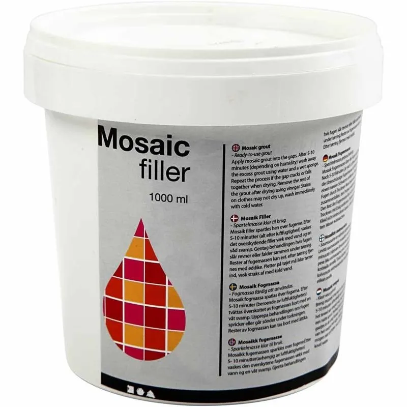 Mosaik-Fugenmasse, Weiß, 1000 ml/ 1 Eimer