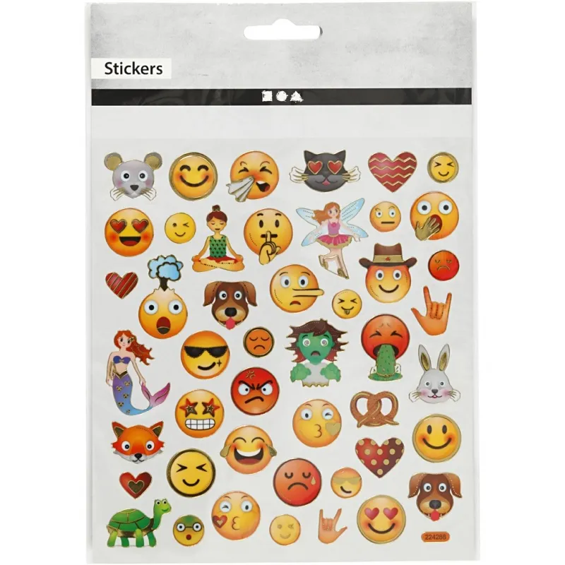 Sticker, Emojis, Blatt 15x16,5 cm, 1 Bl.