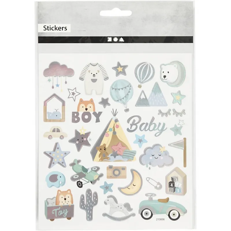 Sticker, Baby Boy, Blatt 15x16,5 cm, ca. 32 Stk, 1 Bl.