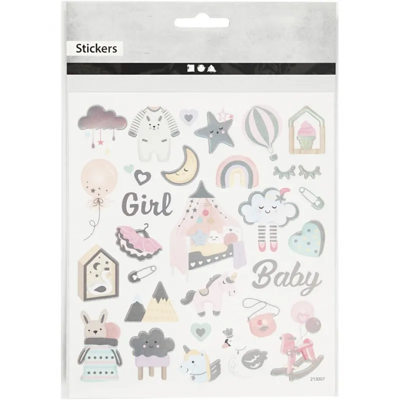 Sticker, Baby Girl, Blatt 15x16,5 cm, ca. 30 Stk, 1 Bl.