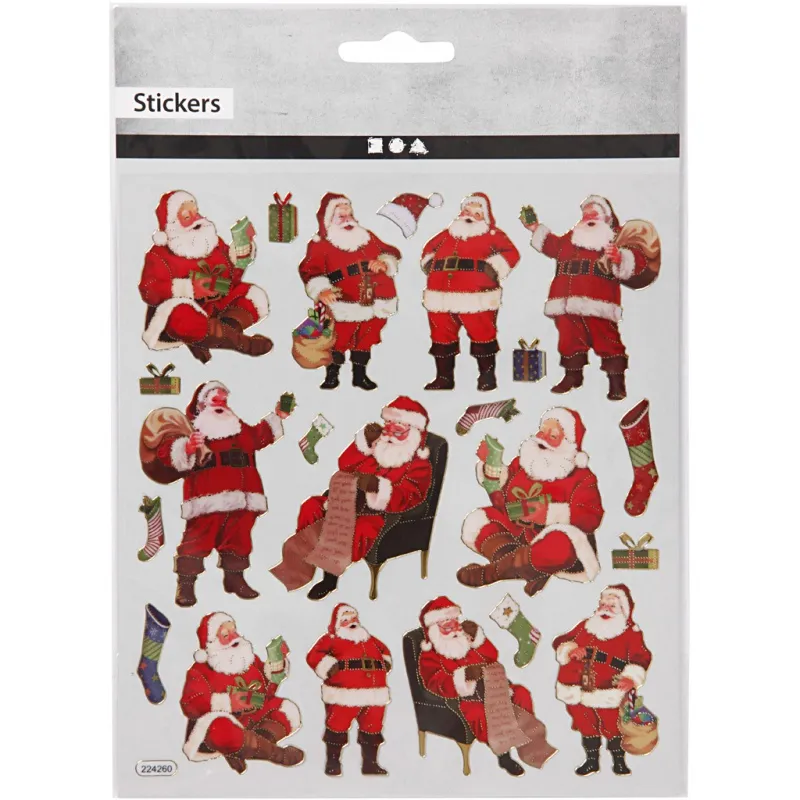 Sticker, Klassischer Nikolaus, Blatt 15x16,5 cm, ca. 22 Stk, 1 Bl.
