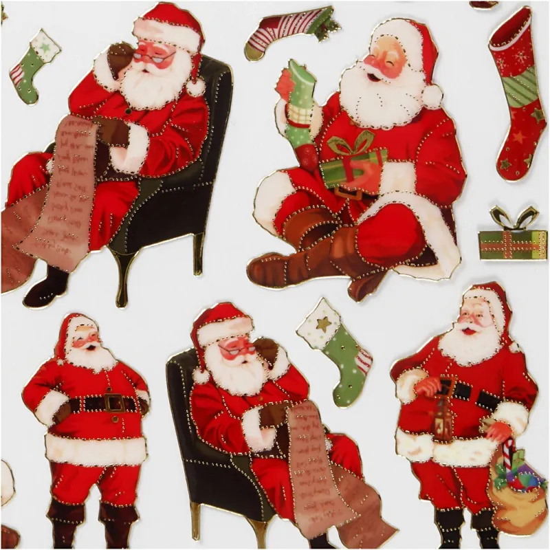 Sticker, Klassischer Nikolaus, Blatt 15x16,5 cm, ca. 22 Stk, 1 Bl.