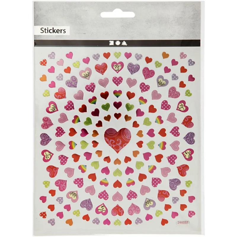 Sticker, Kleine Herzen, Blatt 15x16,5 cm, ca. 108 Stk, 1 Bl.